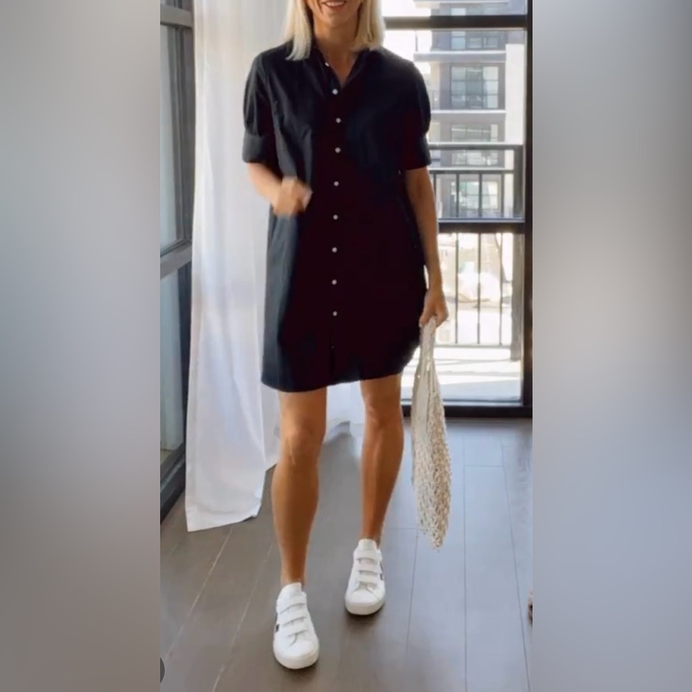 Old Navy Short Sleeve Shirt Dress in black, size M - Picture 8 of 8